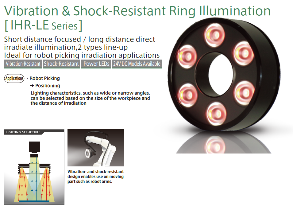 短距离聚焦/长距离直射照明 振动&抗冲击环形照明 IHR‑LE